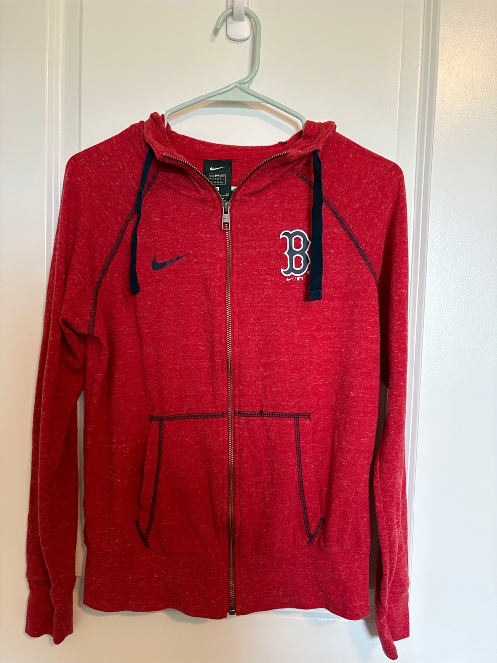 Nike Red Heather Zip up Lightweight Boston Red Sox Hoodie